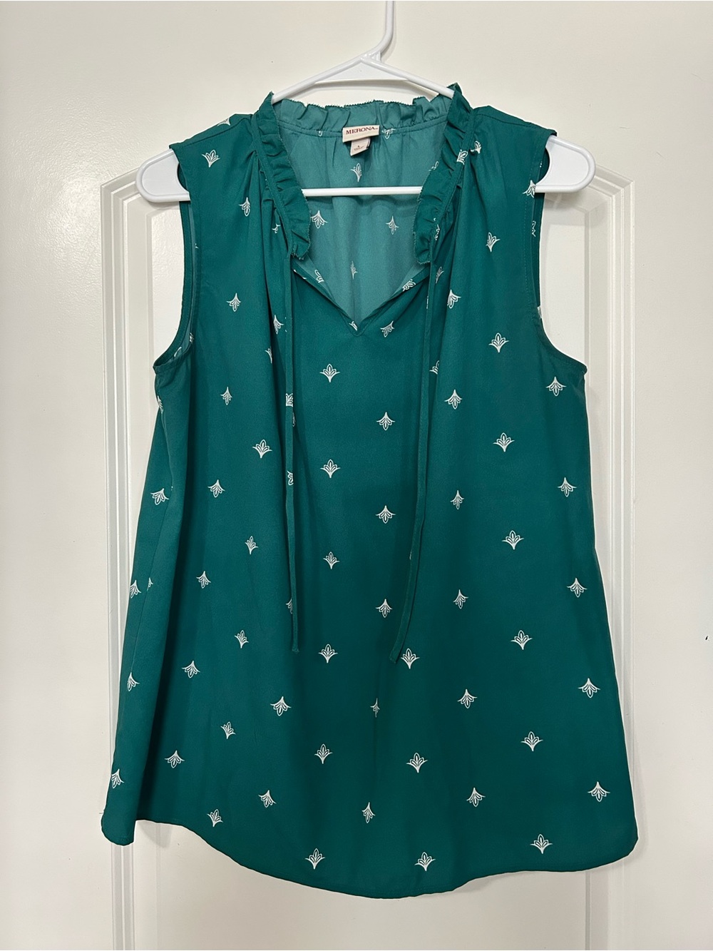 Merona Teal Sleeveless Ruffle Tie-Neck Camisole